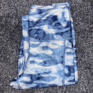 Blue Camo Capri Leggings